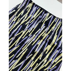 Anne Klein Silk Skirt Size 4 Black Yellow‎ Purple Abstract Print Career Party
